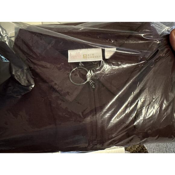 NEW Belle by Kim Gravel Circle Zip Knit Top M with Faux Leather Sleeves Autumn - Picture 5 of 5